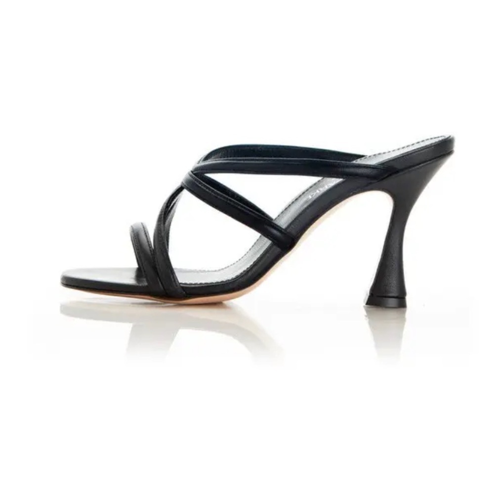 Marion Parke Joey 85 Geometric Black Nappa Leather Slide Sandal Size 36.5 US 6.5